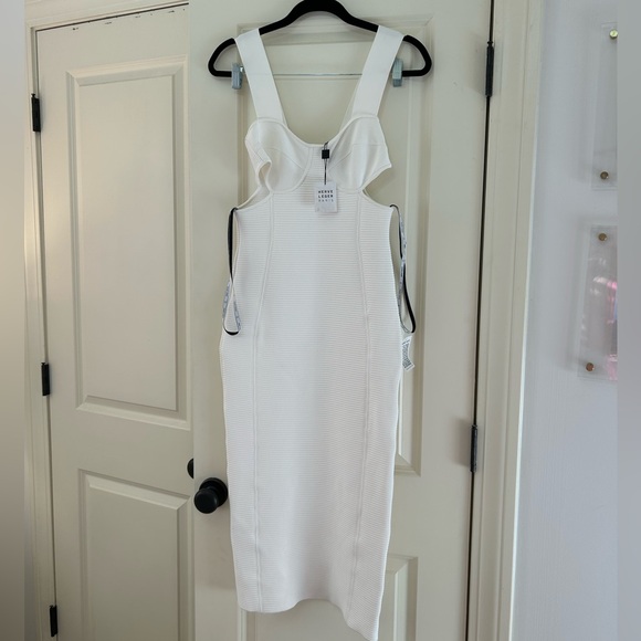 NWT Herve Leger Ottomon Bustier Alabaster Rib Knit Cutout Dress - Picture 4 of 15